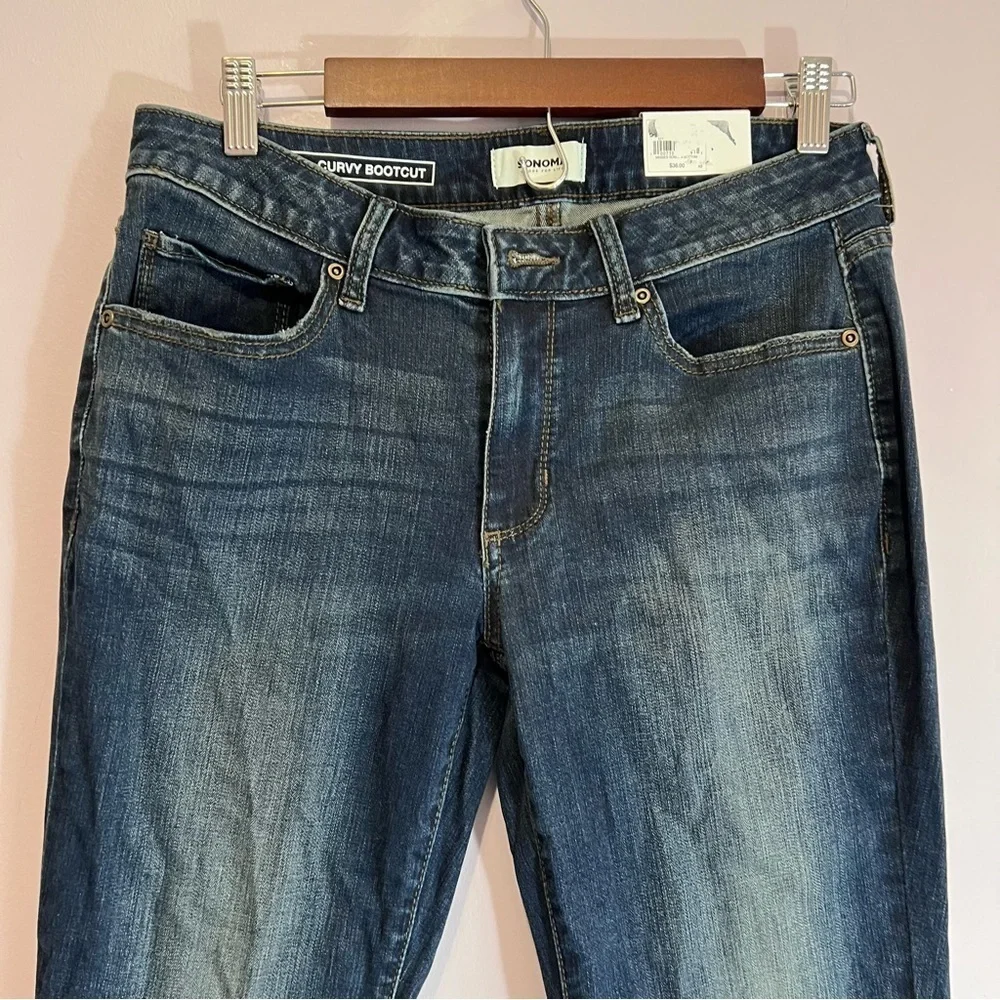 NWT SONOMA KOHLS Curvy Boot Cut Mid Rise Supersoft Stretch Jeans Size 8 Long
